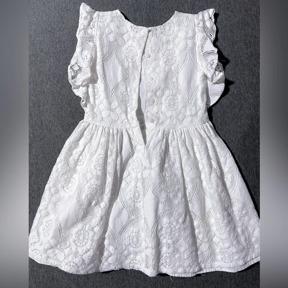 Carter's Flutter Short Sleeve Lined Lace Dress Youth Girls Size 6 Small